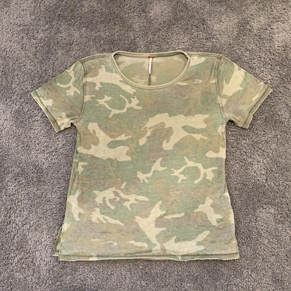 Free People Army Green Camo T-shirt